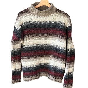 Vintage Metropolitan Wool Blend Striped Sweater. Earthy Tones. Boho Y2K Grandma